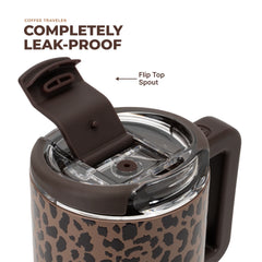 Coffee Traveler 20oz | Ceramic-Lined Insulated Travel Mug – Brown Leopard