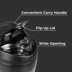Insulated Shaker 24oz | Stainless Steel Protein Shaker, Silent Grate – Black