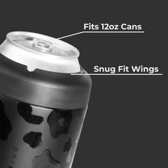 Can Cooler 12oz | 2-in-1 Insulated Standard Can Cooler, Screw-Top Lock – Black Leopard