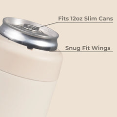 Slim Can Cooler 12oz | Insulated Stainless Steel Skinny Can Holder – Cream